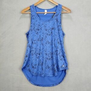 Marika Liz Activewear Tank Top Womens Medium Blue Speckle Print High Low Hem